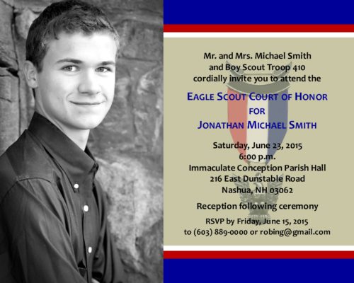 Honorable Scout (Blue-Photo) Eagle Scout Invitation