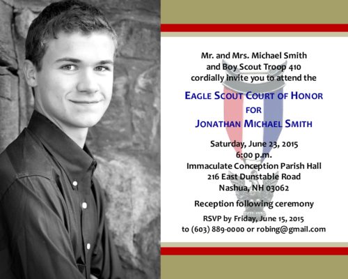 Honorable Scout Photo (Khaki/White) Eagle Scout Invitation