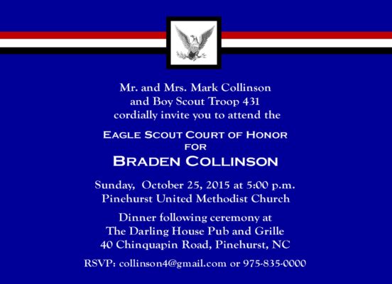 Honored Scout (Blue) Eagle Scout Invitation