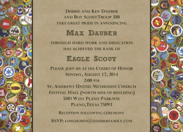 Virtues Eagle Scout Invitation