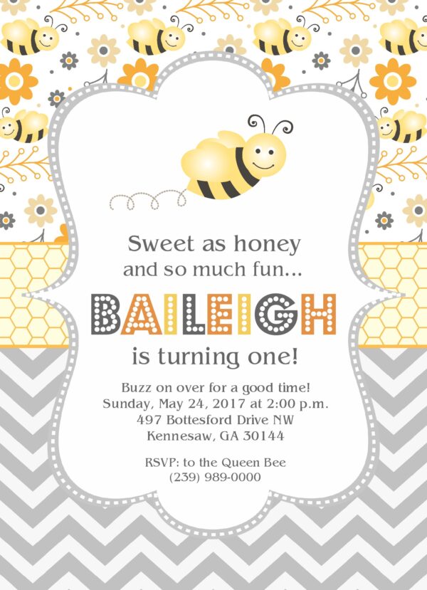 Bumble Bee Party Birthday Invitation