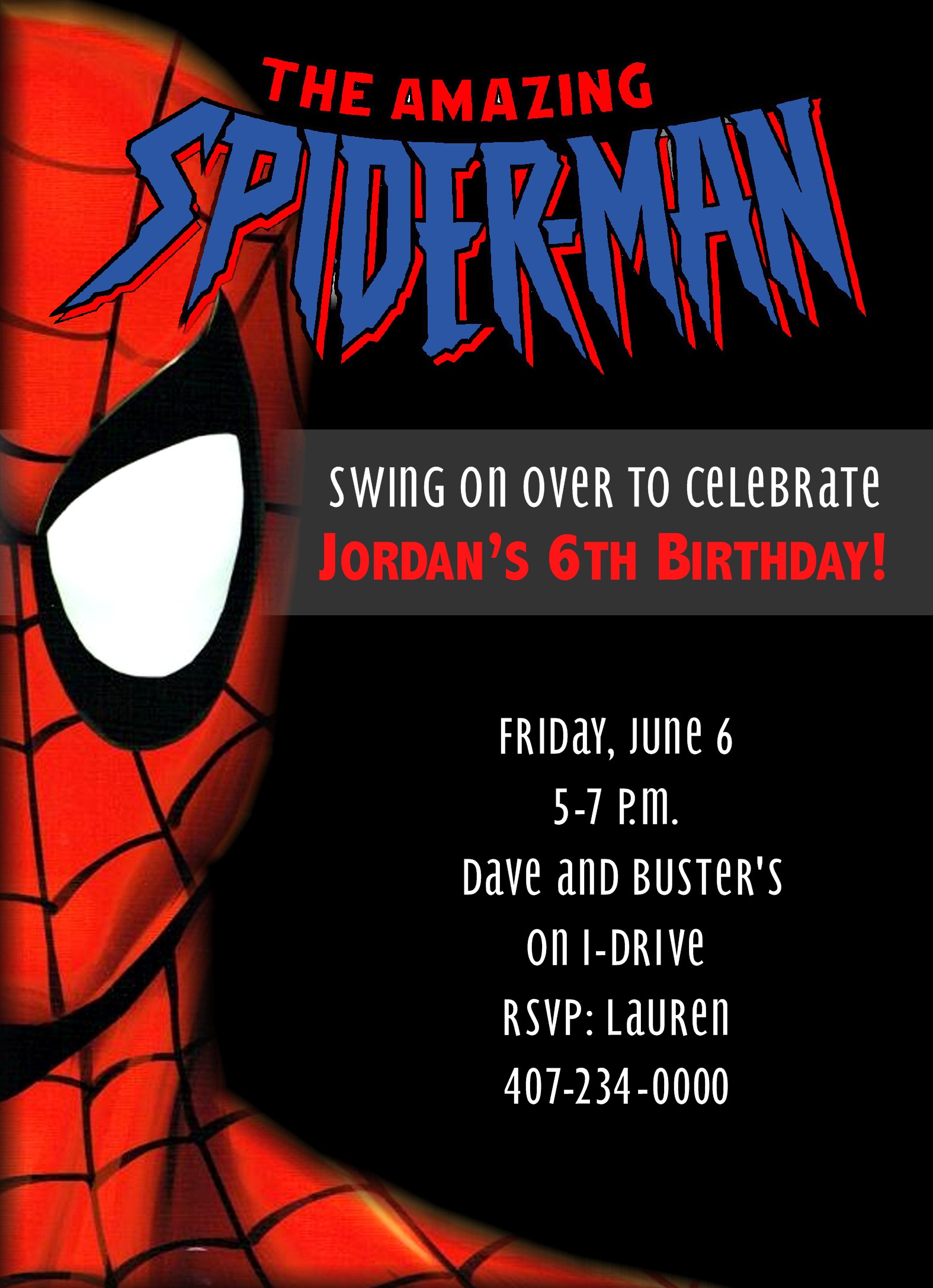 Spider Man Birthday Party Invitation