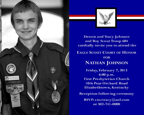 Honored Scout (Blue/Photo) Eagle Scout Invitation