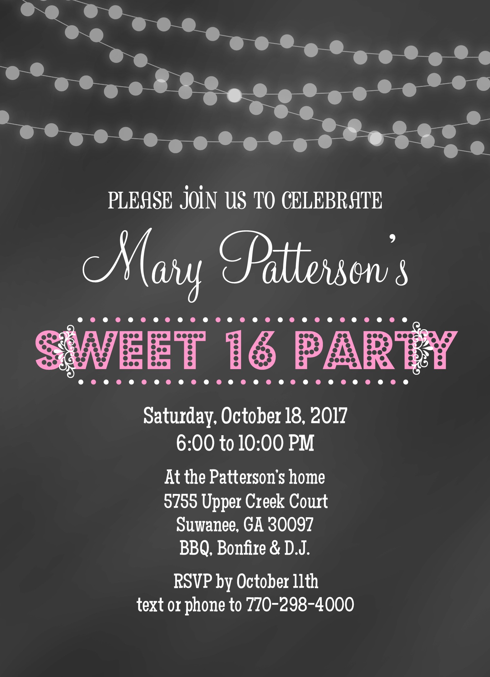 Sweet 16Birthday Invitation
