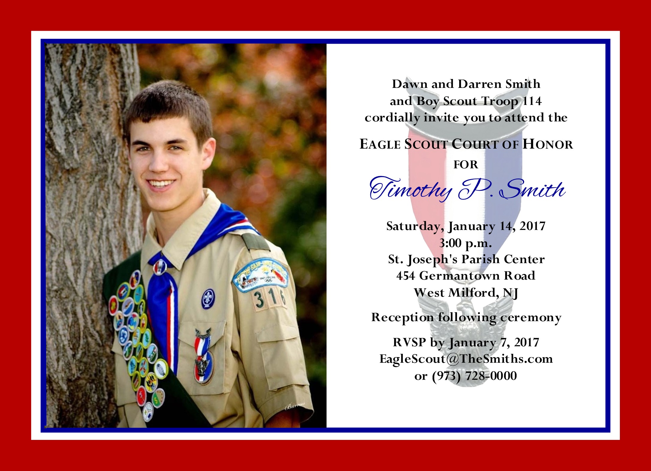 Simple Honors Photo Border Eagle Scout Invitation